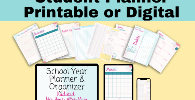 Student Planner Printable or Digital Use on your computer, iPad, or phone or print it out.